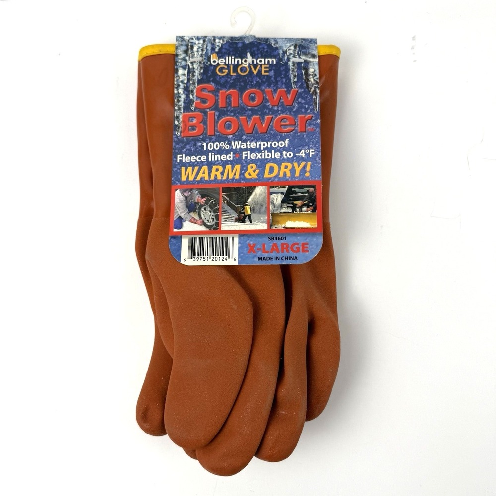 Bellingham Snow Blower Insulated Gloves, Waterproof Double-Dipped PVC Coated XL